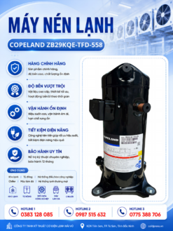 Máy nén lạnh Copeland ZB29KQE-TFD-558 – Scroll 4HP, gas R22, 3 pha