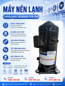 Máy nén lạnh Copeland ZB38KQE-TFD-558 – Scroll 5HP, gas R22, 3 pha