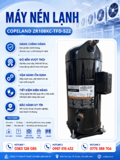 Máy nén lạnh Copeland ZR108KC-TFD-522 – Scroll 9HP, gas R22, 3 pha