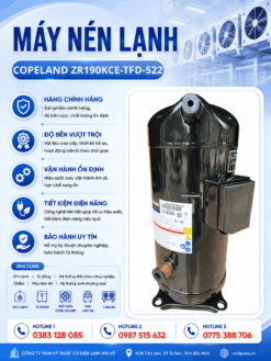 Máy nén lạnh Copeland ZR190KCE-TFD-522 – Scroll 15HP, gas R22, 3 pha