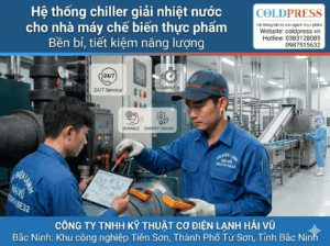 Hệ thống chiller giải nhiệt nước cho nhà máy chế biến thực phẩm – Bền bỉ, tiết kiệm năng lượng