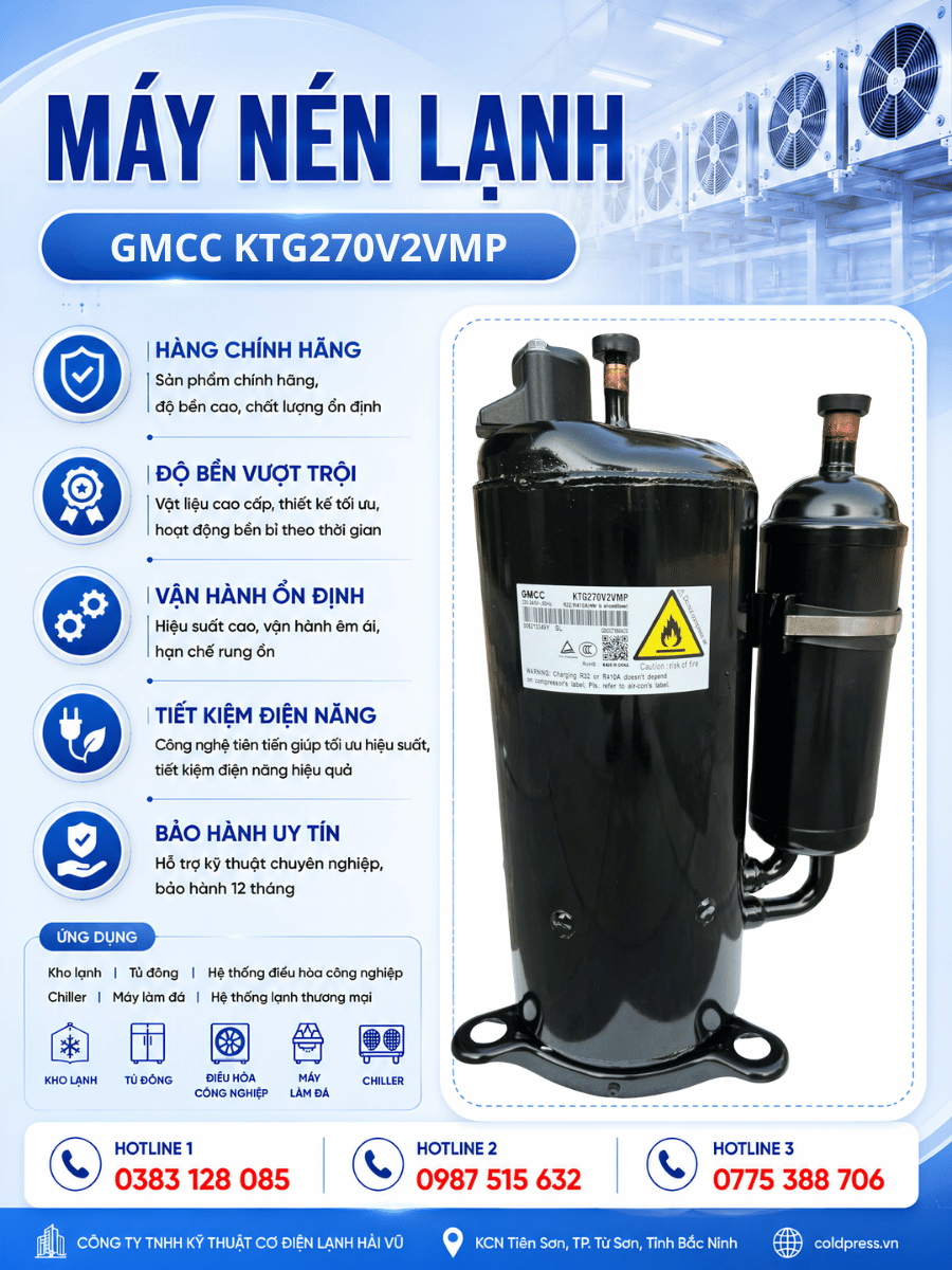 Máy nén lạnh GMCC KTG270V2VMP Máy nén lạnh GMCC KTG270V2VMP
