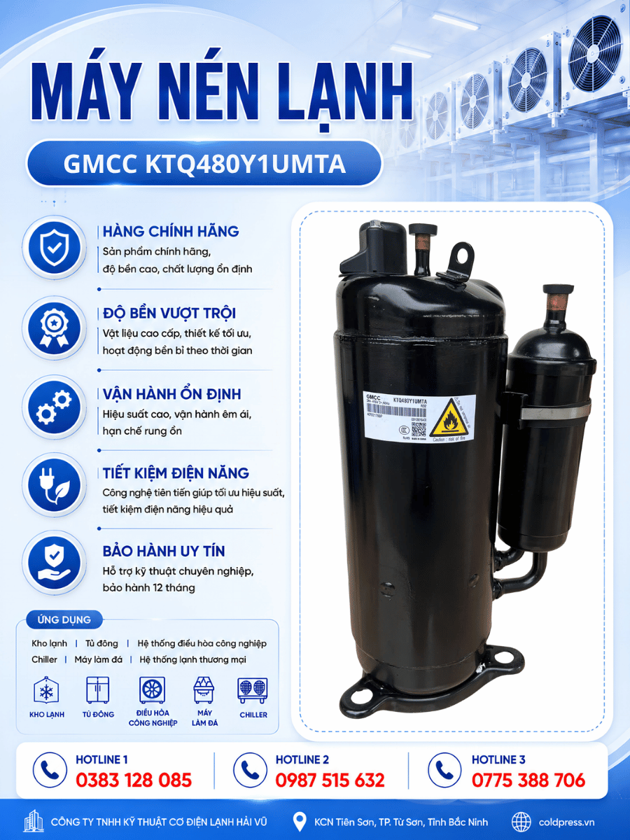 Máy nén lạnh GMCC KTQ480Y1UMTA Máy nén lạnh GMCC KTQ480Y1UMTA