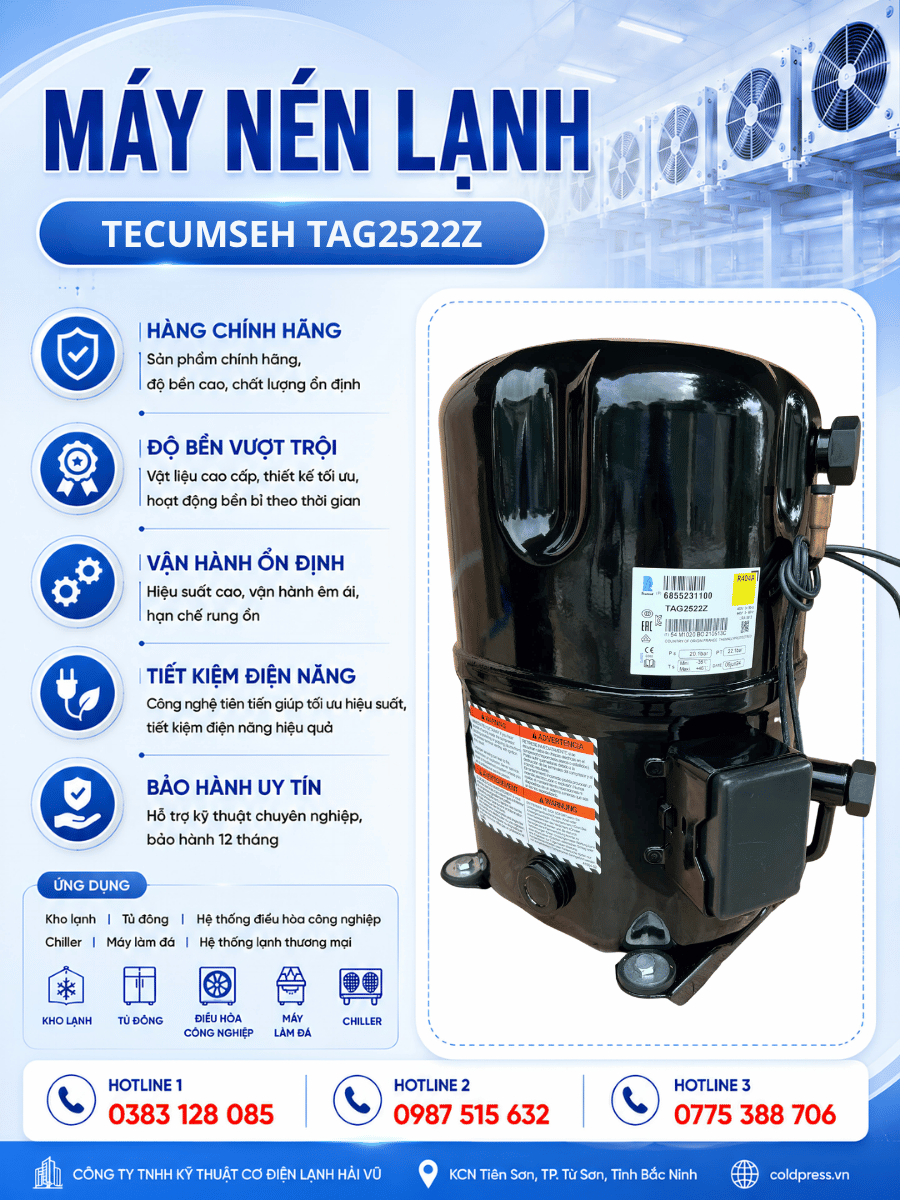 Máy nén lạnh Tecumseh TAG2522Z Máy nén lạnh Tecumseh TAG2522Z