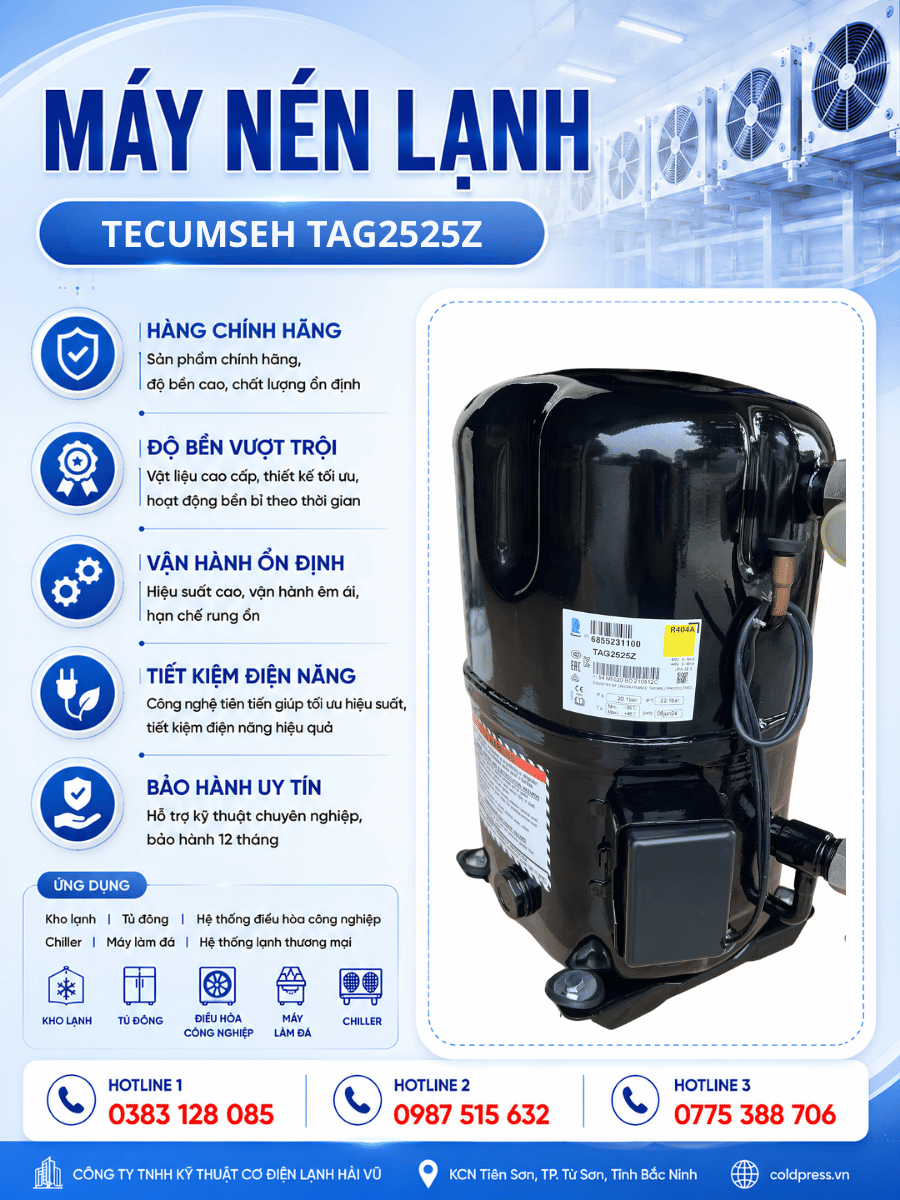 Máy nén lạnh Tecumseh TAG2525Z Máy nén lạnh Tecumseh TAG2525Z